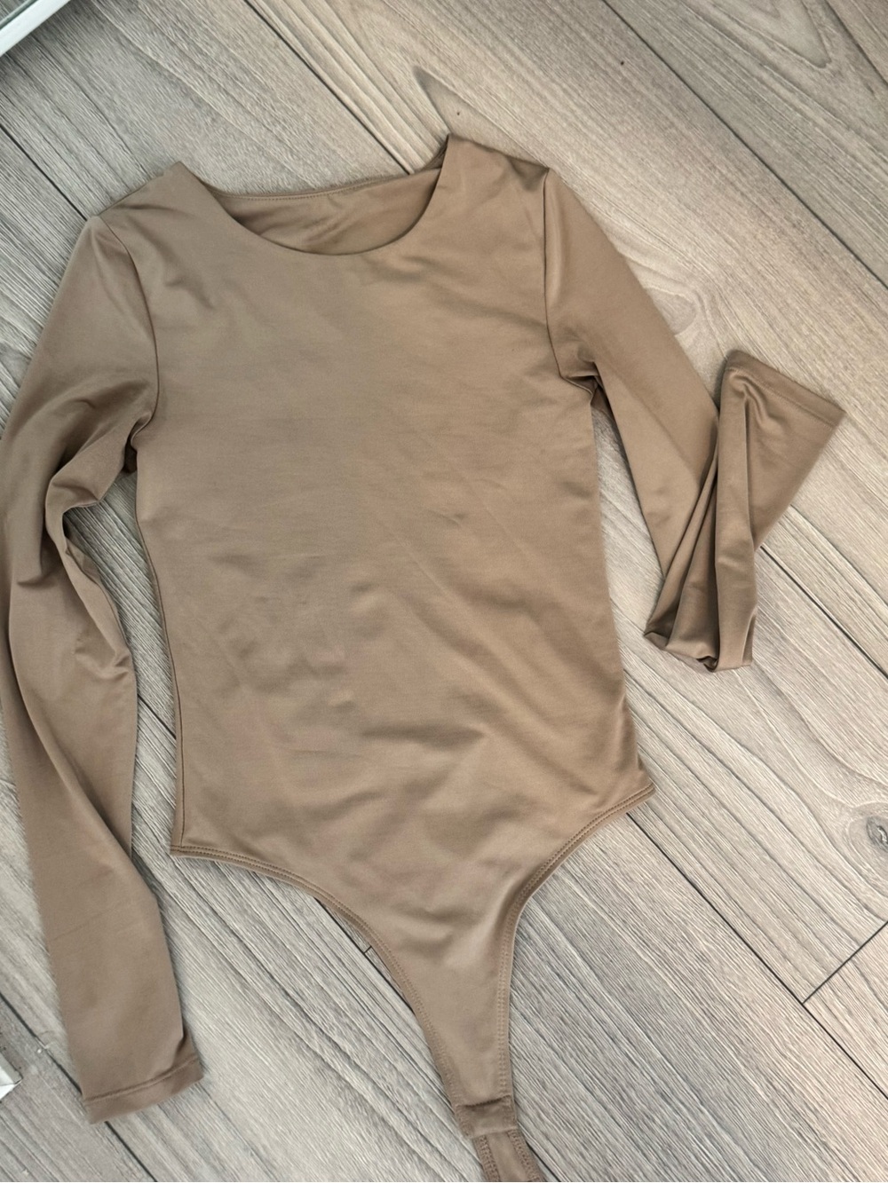 Forever 21 Kids Long Sleeve One-Piece Bodysuit in Taupe